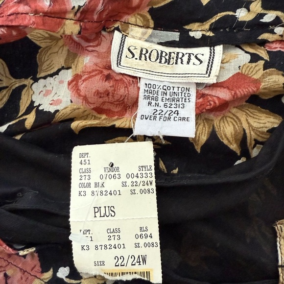 Vintage S. ROBERTS Floral Maxi Dress Size 22/24,Broomstick Pleating, Button Down - Picture 9 of 9